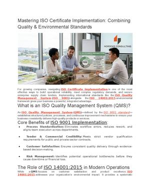 Combining Quality & Environmental Standards