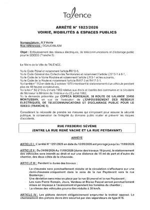 Arrete 1823 2026 Arrete 1251 2026 Proroge Au 11 09 2026 Enfouissement Rx Electriques Rue Sevene Publié Le 18 08 2026