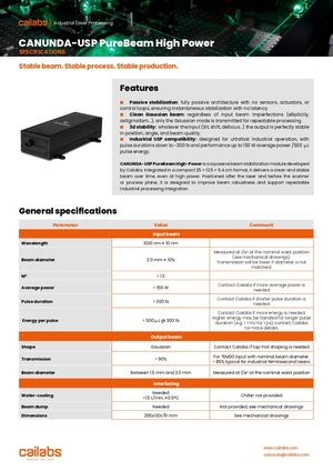 [SPEC SHEET] Cailabs CANUNDA-USP EN 202604
