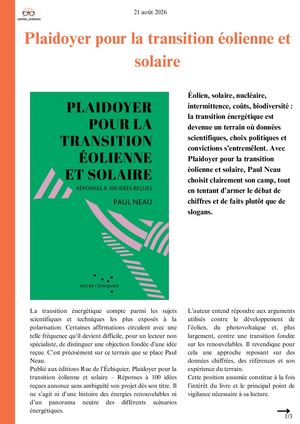 Plaidoyer Pour La Transition éOlienne Et Solaire Cortex Sciences Chronique 2026