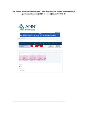 EKG Rhythm interpretation assessment : AMN Healthcare: KP Rhythm interpretation (50 questions and Answers) 100% all correct | Latest Fall 2025-26.