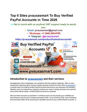 Top 6 Sites Pvausasmart To Buy Verified Pay Pal Accounts In Time 2026