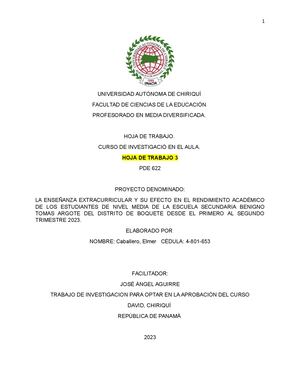 3ra Hoja De Trabajo Investigación En El Aula