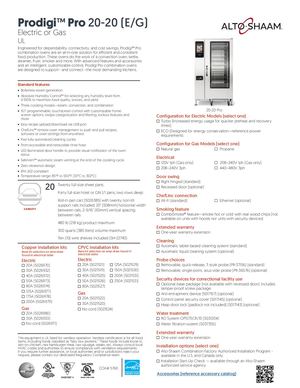 Alto Shaam 20 20G PRO QS Spec Sheet
