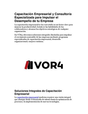 Capacitación Empresarial Y Consultoría Especializada Para Impulsar El Desempeño De Tu Empresa