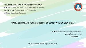 “TAREA 06: TRABAJO DOCENTE, ROL DEL DOCENTE Y ACCIÓN DIDÁCTICA”