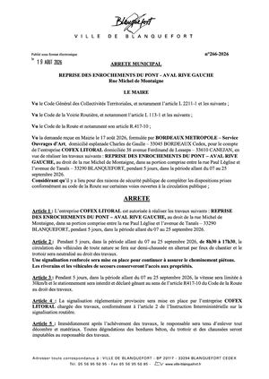 Arrêté n°266-2026