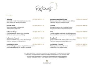 RESTAURANTS - Sélection à Flaine - Alhéna - FR UK