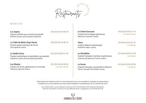 RESTAURANTS - Sélection à Manigod - Hameau de l'Ours - FR UK