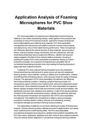 Application Analysis Of Foaming Microspheres For Pvc Shoe Materials