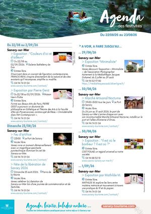 Agenda du week-end 22 & 23 août 2026