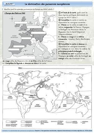 CH1 - Activité 1 - La domination des puissances européennes sur le monde