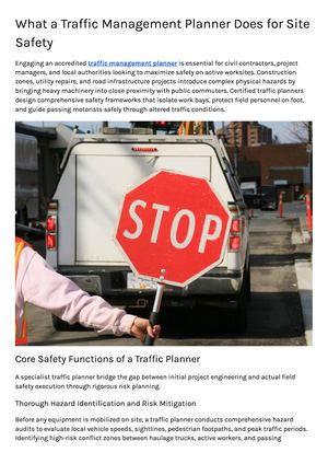 What A Traffic Management Planner Does For Site Safety