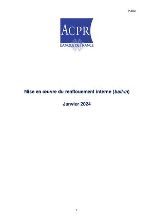 Mise en œuvre du renflouement interne Bail-in