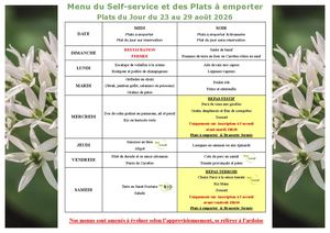 Menu Semaine 35