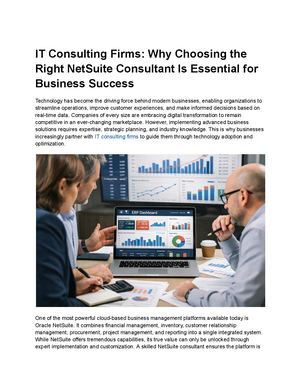 It Consulting Firms Why Choosing The Right Net Suite Consultant Is Essential For Business Success