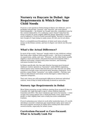 Nursery Vs Daycare Dubai