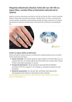 Eleganța Albastrului Absolut: Setul Din Aur Alb 18k Cu Topaz Blue…