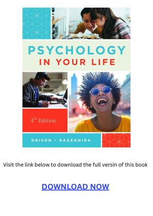 Psychology In Your Life 4th edition PDF