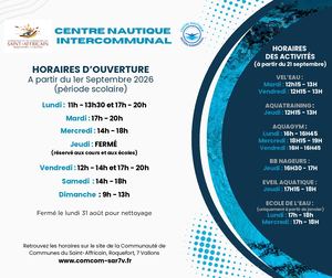 Horaires Piscine Sept 2026