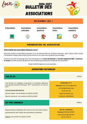Bulletin des associations 2026-2027 LUX