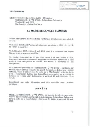Ar1 2026 01253 Arr Autorisation Sono Via Ar1 2026 01253 2026 08 19 Publiée Le 19 08 2026