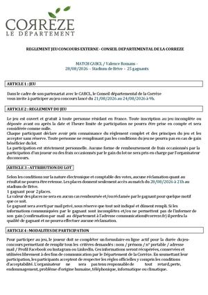 Jeu Concours EXTERNE - CAB Valence Romans - 28 08 2026