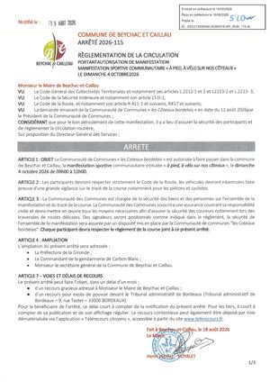 Arrêté 2026 115 Coteaux Bordelais Course Pref