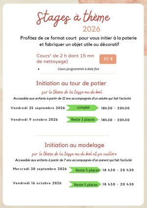 Stages Bon cadeau - agenda 2026
