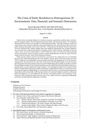 The Crisis of Entity Resolution in Heterogeneous AI Environments: Data, Financial, and Semantic Dimensions