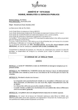 Arrete 1975 2026 Arrete 1894 2026 Abroge Et Remplace Ouverture Chambre K2c 23 Av Vieille Tour Le 11 09 2026 Publié Le 19 08 2026