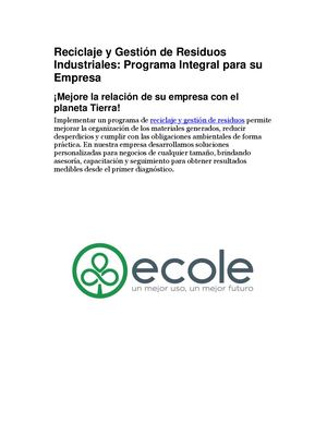 Reciclaje Y Gestión De Residuos Industriales Programa Integral Para Su Empresa
