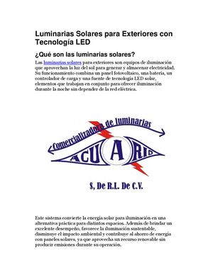 Luminarias Solares Para Exteriores Con Tecnología Led