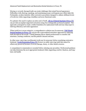 Advanced Tooth Replacement and Restorative Dental Solutions in Frisco, TX