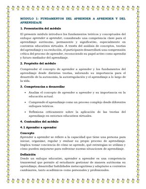 módulos Diplomado en Aprender A Aprender