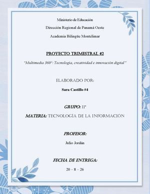 Proyecto Tecnología 11a 2do T