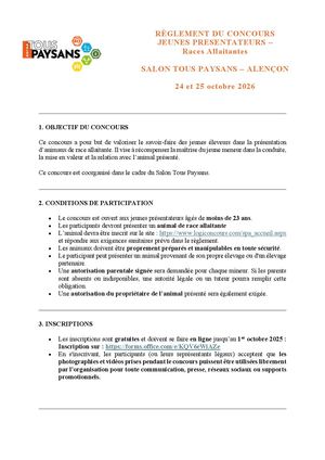 Règlement Du Concours Jeunes Meneurs Inter Race 2026