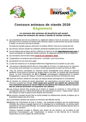 Concours Animaux De Viande 2026