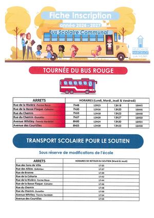 Horaires Tournée Rouge 2026 2027
