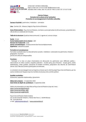 Mission Service Pah Vézère Ardoise Civique Septembre 2026