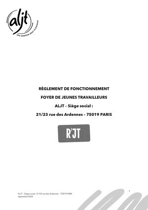 ALJT - Règlement De Fonctionnement 2026 -RJT Avec Annexes