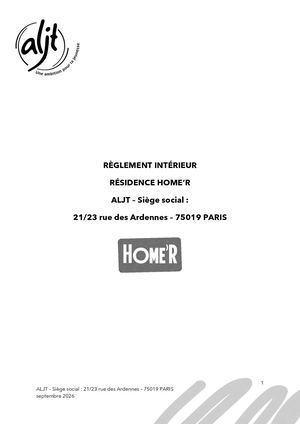 ALJT - Règlement Interieur HOMER 2026 Avec Annexes