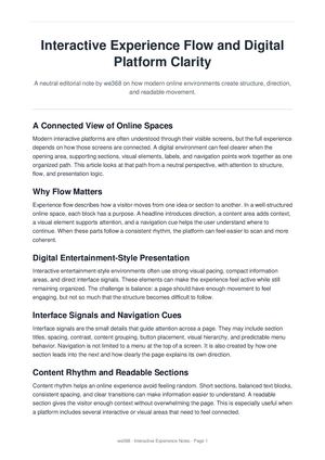 Interactive Experience Flow and Digital Platform Clarity