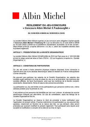 Reglement Jeu Concours Faubourg54 Août 2026