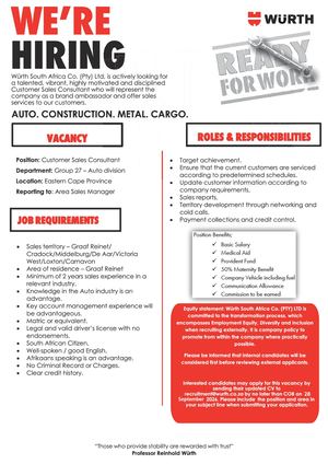 Wurth Vacancy