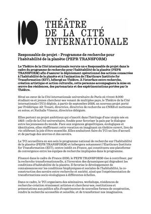 Offre Responsable De Projet Pepr