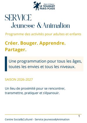 Livret Du Service Jeunesse et animation du Touquet