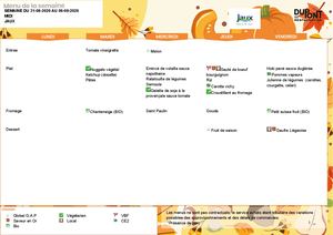 Menus 1er Septembre 6 Novembre 2026