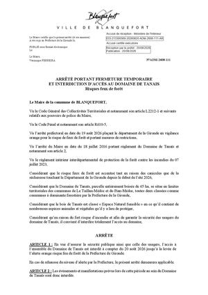 Adm 2608 111 Arrêté Fermeture Tanais Risque Orange Feux De Forêt Pref