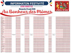 Horaires des bus Festival Au Bonheur des Mômes 2026